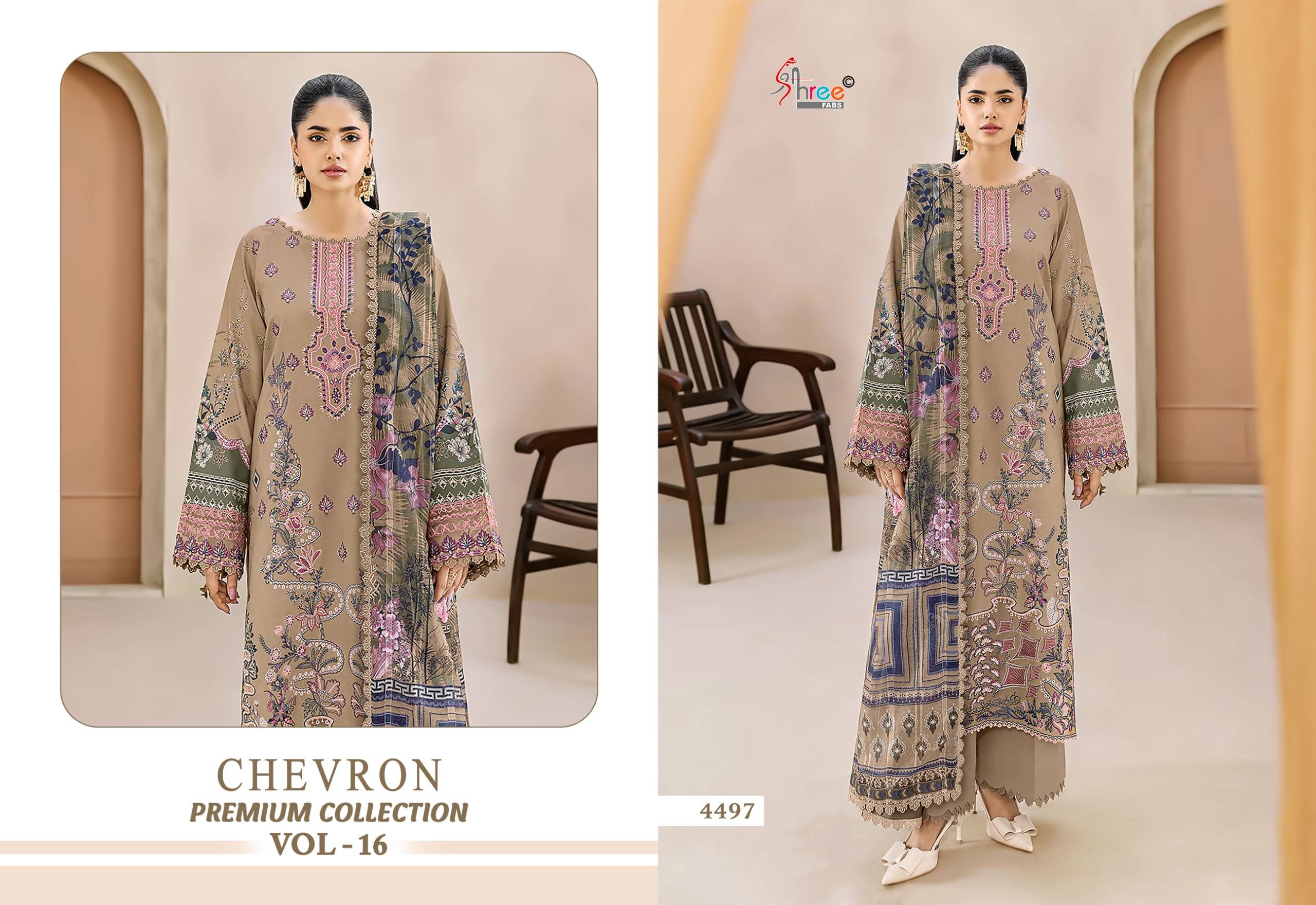 CHEVRON PREMIUM COLLECTION VOL-16 By Shree Fabs Pakistani Stylish Embroidered PURE COTTON Dresses At Wholesale Price
